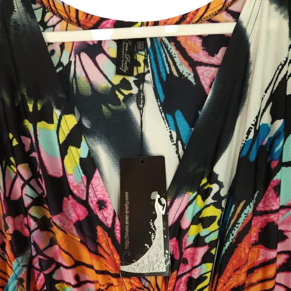Ever Pretty Womens Maxi Dress Size‎ 14 Black Butterfly Print Short Sleeve NEW - Picture 5 of 12
